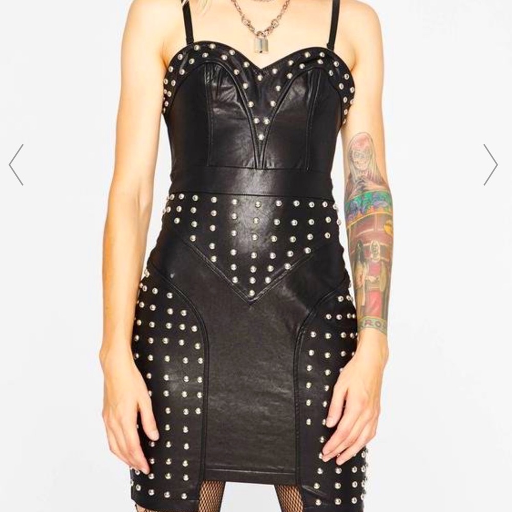 Vegan leather black WOW Couture dress. Never worn, Great condition! AMAZING FIT